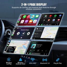 2in1 Android Auto Wireless Adapter & Apple CarPlay Wireless Adapter 2024 Newest Fast Stable Pug&Play Wired to Wireless Dongle