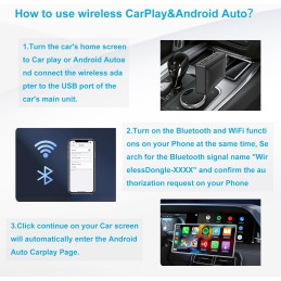 2 in 1 Wireless CarPlay Adapter & Android Auto Wireless Adapter - Convert Factory Wired to Wireless CarPlay Dongle Cars - Stable