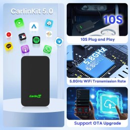 CarlinKit 5.0 Wireless CarPlay/Android Auto Adapter USB for Factory Wired CarPlay Cars (Model Year: 2015 to 2024), Wireless