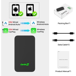 CarlinKit 5.0 Wireless CarPlay/Android Auto Adapter USB for Factory Wired CarPlay Cars (Model Year: 2015 to 2024), Wireless