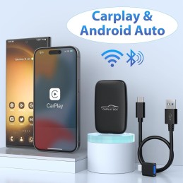 2 in 1 Wireless CarPlay Adapter and Android Auto Wireless Adapter for Factory Wired CarPlay Cars - Wireless CarPlay Dongle Built