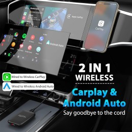 2 in 1 Wireless CarPlay Adapter and Android Auto Wireless Adapter for Factory Wired CarPlay Cars - Wireless CarPlay Dongle Built