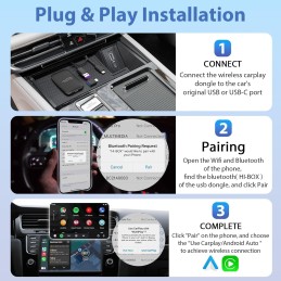 2 in 1 Wireless CarPlay Adapter and Android Auto Wireless Adapter for Factory Wired CarPlay Cars - Wireless CarPlay Dongle Built