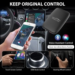 2 in 1 Wireless CarPlay Adapter and Android Auto Wireless Adapter for Factory Wired CarPlay Cars - Wireless CarPlay Dongle Built