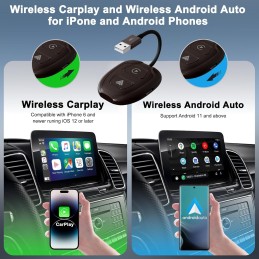 Wireless CarPlay Adapter & Android Auto Wireless Adapter, 2 in 1 CarPlay Wireless Adapter 2024 Updated for OEM Wired Cars