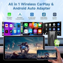 Wireless CarPlay Adapter with Netflix YouTube app Play, Android Auto Wireless Adapter for Factory Wired CarPlay Cars, CarPlay Ai