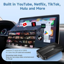 Wireless CarPlay Adapter with Netflix YouTube app Play, Android Auto Wireless Adapter for Factory Wired CarPlay Cars, CarPlay Ai