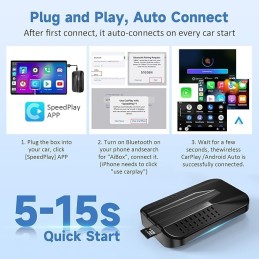 Wireless CarPlay Adapter with Netflix YouTube app Play, Android Auto Wireless Adapter for Factory Wired CarPlay Cars, CarPlay Ai