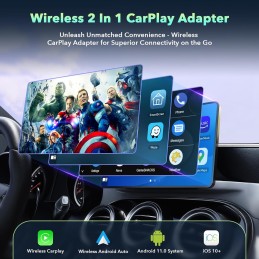 LAMTTO Wireless Carplay & Android Auto Wireless Adpater, 2-IN-1 CarPlay Wireless Stick Converts Wired to Wireless Carplay