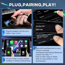 Dual System Adapter, Wireless CarPlay Adapter for Apple & Andriod Auto Wireless Adapter 2 in 1, Plug & Play Instant Connect to