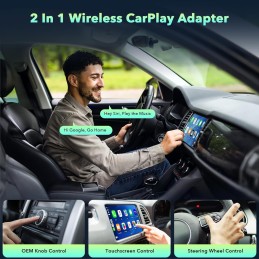 LAMTTO Wireless Carplay & Android Auto Wireless Adpater, 2-IN-1 CarPlay Wireless Stick Converts Wired to Wireless Carplay