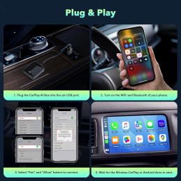 LAMTTO Wireless Carplay & Android Auto Wireless Adpater, 2-IN-1 CarPlay Wireless Stick Converts Wired to Wireless Carplay