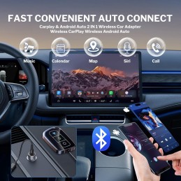 Wireless CarPlay Adapter & Android Auto Wireless Adapter 2 in 1, Wireless Control Car Play Dongle for Apple/Android, Fit for