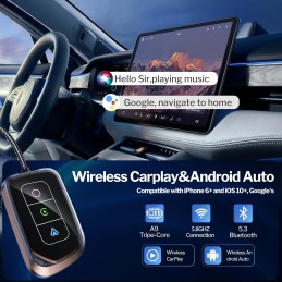 Wireless CarPlay Adapter & Android Auto Wireless Adapter 2 in 1, Wireless Control Car Play Dongle for Apple/Android, Fit for