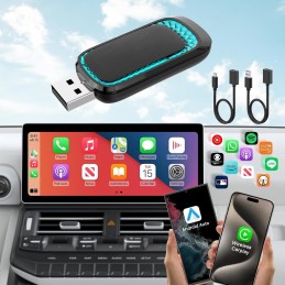 Apple CarPlay Wireless Adapter for iPhone, 2024 Upgrade 2 in 1 Wireless CarPlay and Android Auto Adapter, Auto-Connect, Thermal