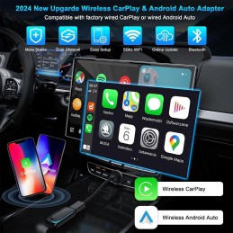 Apple CarPlay Wireless Adapter for iPhone, 2024 Upgrade 2 in 1 Wireless CarPlay and Android Auto Adapter, Auto-Connect, Thermal