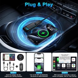 Apple CarPlay Wireless Adapter for iPhone, 2024 Upgrade 2 in 1 Wireless CarPlay and Android Auto Adapter, Auto-Connect, Thermal