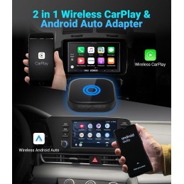 2 in 1 Wireless CarPlay and Wireless Android Auto Adapter,Wireless Android Auto Dongle for Factory Wired CarPlay Cars,Plug &