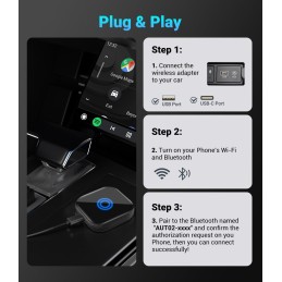 2 in 1 Wireless CarPlay and Wireless Android Auto Adapter,Wireless Android Auto Dongle for Factory Wired CarPlay Cars,Plug &