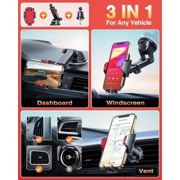 VANMASS 2024 BEST Car Phone Holder [Upgraded Suction & Clip] Rotatable Universal Mobile Phone Mount Dashboard Windscreen Vent