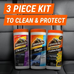 Armor All Protectant, Glass and Cleaning Wipes, Wipes for Car Interior and Car Exterior, 30 Count Each (Pack of 3)