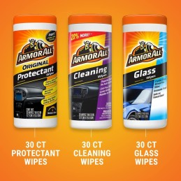 Armor All Protectant, Glass and Cleaning Wipes, Wipes for Car Interior and Car Exterior, 30 Count Each (Pack of 3)