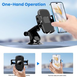 Besank Car Phone Holder [2024 Military-Grade Suction & Clip] 3 in 1 Phone Mount Car Windscreen/Dashboard/Air Vent Compatible