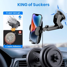 Besank Car Phone Holder [2024 Military-Grade Suction & Clip] 3 in 1 Phone Mount Car Windscreen/Dashboard/Air Vent Compatible