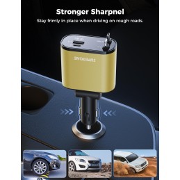 Upgraded SUPERONE Retractable Car Charger 4 in 1, Fast Car Phone Charger with Cord 2.6ft, USB C and Apple Car Charger Adapter,