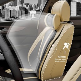 ASLONG 5PCS H7 Front and Back Car Seat Covers Auto Interior Accessories with Water Proof NAPPA Leather for Cars SUV Pick-up