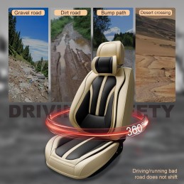 ASLONG 5PCS H7 Front and Back Car Seat Covers Auto Interior Accessories with Water Proof NAPPA Leather for Cars SUV Pick-up