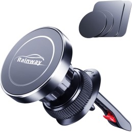 Rainway Car Phone Holder, Upgrade Hook Magnetic Phone Car Mount with 6 N52 Magnets, [360° Rotation] Air Vent Universal Mobile