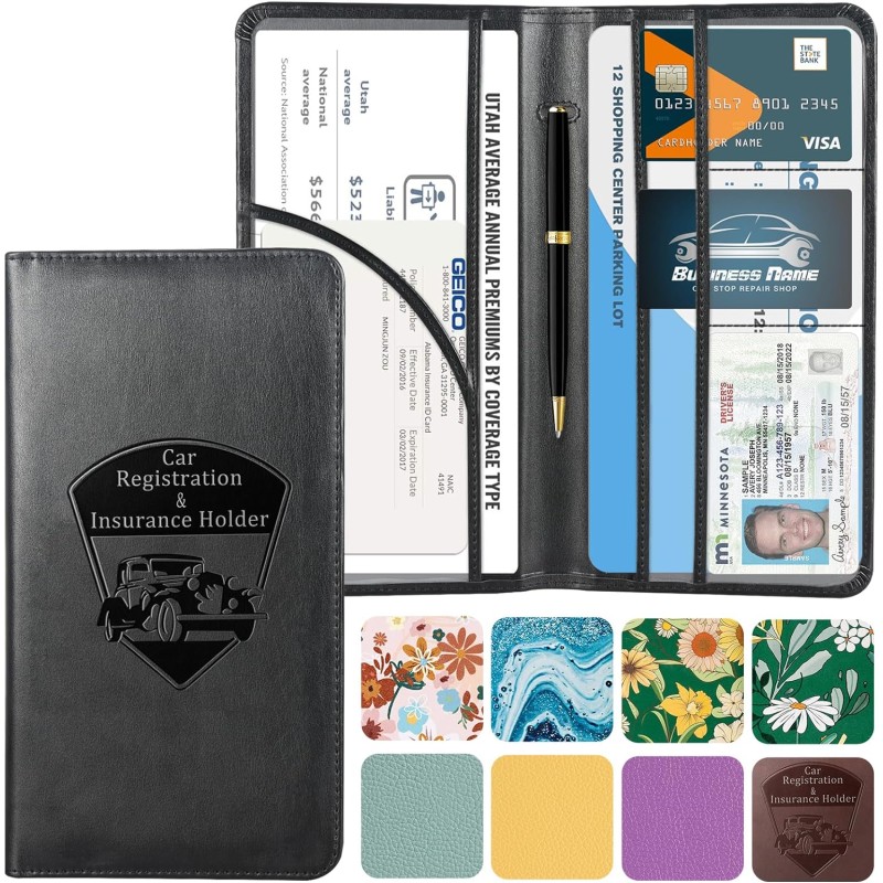 CoBak Car Registration and Insurance Holder - Vehicle Glove Box Car Organizer, Auto Truck Comparment Accessories Case for