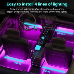 Winzwon LED Innenbeleuchtung Auto, Geschenke für Männer Frauen, Auto Zubehör LED Strip Innenraumbeleuchtung Ambientebeleuchtung,