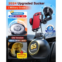 VANMASS 2024 BEST Car Phone Holder [Upgraded Suction & Clip] Rotatable Universal Mobile Phone Mount Dashboard Windscreen Vent