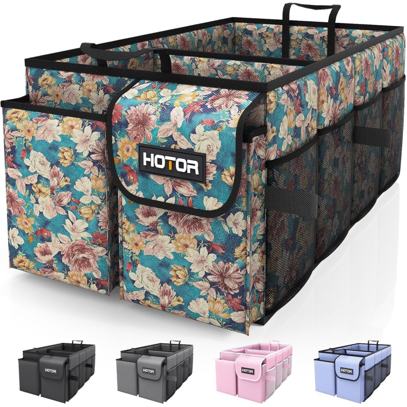 HOTOR Trunk Organizer for Car - Large-Capacity Car Organizer, Foldable Trunk organizer for SUVs & Sedans, Sturdy Car