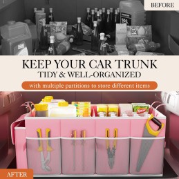 HOTOR Trunk Organizer for Car - Large-Capacity Car Organizer, Foldable Trunk organizer for SUVs & Sedans, Sturdy Car