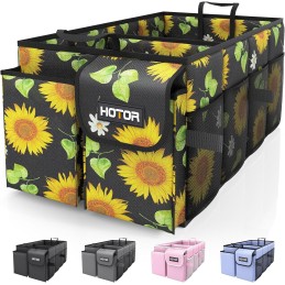 HOTOR Trunk Organizer for Car - Large-Capacity Car Organizer, Foldable Trunk organizer for SUVs & Sedans, Sturdy Car