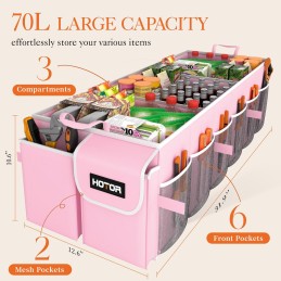 HOTOR Trunk Organizer for Car - Large-Capacity Car Organizer, Foldable Trunk organizer for SUVs & Sedans, Sturdy Car