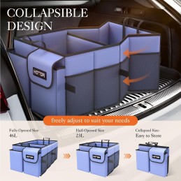 HOTOR Trunk Organizer for Car - Large-Capacity Car Organizer, Foldable Trunk organizer for SUVs & Sedans, Sturdy Car