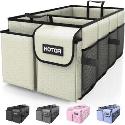 HOTOR Trunk Organizer for Car - Large-Capacity Car Organizer, Foldable Trunk organizer for SUVs & Sedans, Sturdy Car