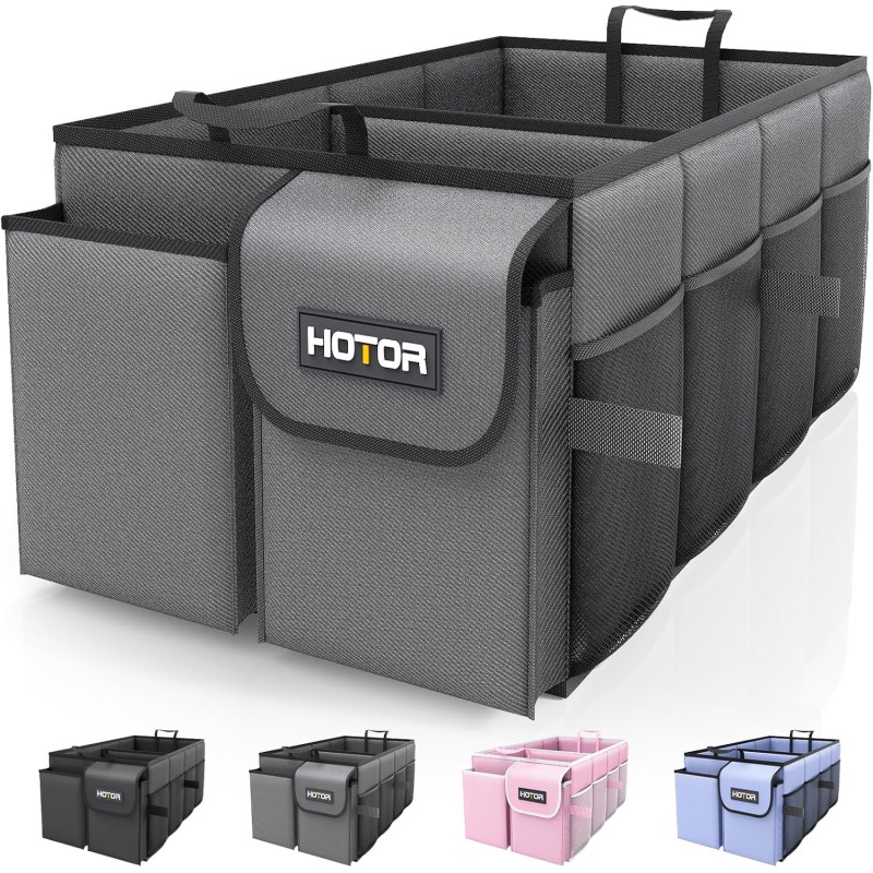 HOTOR Trunk Organizer for Car - Large-Capacity Car Organizer, Foldable Trunk organizer for SUVs & Sedans, Sturdy Car