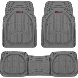 Motor Trend FlexTough Floor Mats for Cars, Deep Dish All-Weather Mats, Waterproof Trim-To Fit Automotive Floor Mats for Cars