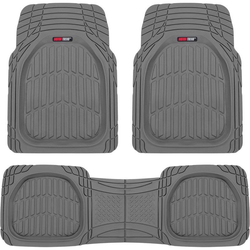 Motor Trend FlexTough Floor Mats for Cars, Deep Dish All-Weather Mats, Waterproof Trim-To Fit Automotive Floor Mats for Cars