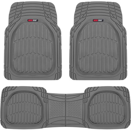 Motor Trend FlexTough Floor Mats for Cars, Deep Dish All-Weather Mats, Waterproof Trim-To Fit Automotive Floor Mats for Cars