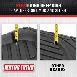 Motor Trend FlexTough Floor Mats for Cars, Deep Dish All-Weather Mats, Waterproof Trim-To Fit Automotive Floor Mats for Cars