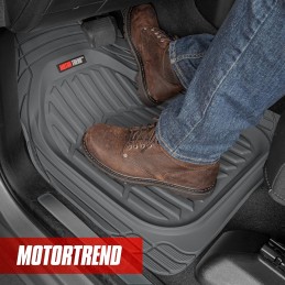 Motor Trend FlexTough Floor Mats for Cars, Deep Dish All-Weather Mats, Waterproof Trim-To Fit Automotive Floor Mats for Cars