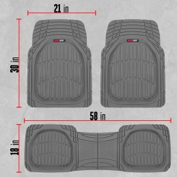 Motor Trend FlexTough Floor Mats for Cars, Deep Dish All-Weather Mats, Waterproof Trim-To Fit Automotive Floor Mats for Cars