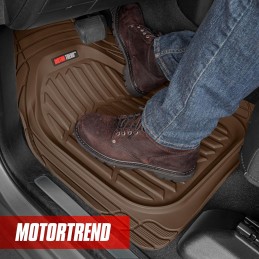 Motor Trend FlexTough Floor Mats for Cars, Deep Dish All-Weather Mats, Waterproof Trim-To Fit Automotive Floor Mats for Cars