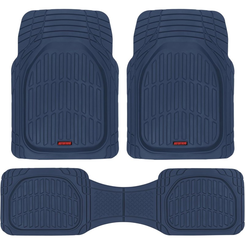 Motor Trend FlexTough Floor Mats for Cars, Deep Dish All-Weather Mats, Waterproof Trim-To Fit Automotive Floor Mats for Cars